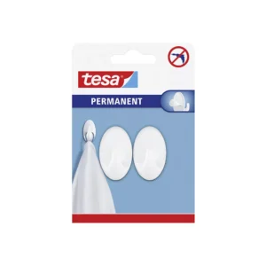 Tesa Permanent Hooks Oval White 2 Hooks S